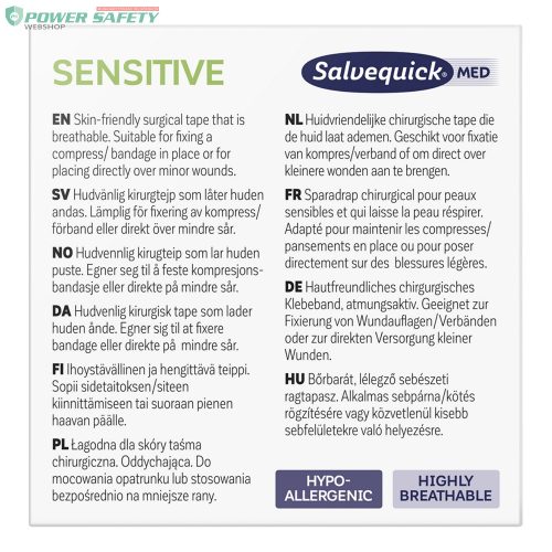 Nordik Cederroth Salvequick sebészeti ragtapasz érzékeny bőrre, 2.5 cm x 5 m, fe