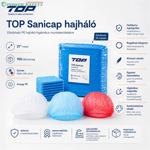 Hajháló TOP SANICAP gumírozott, higiénikus, 100db/csomag