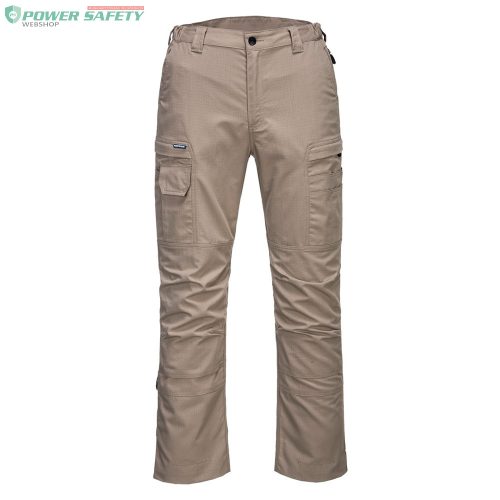 Ripstop anyagból készült nadrág, térdvédő zsebek és állítható szárhossz