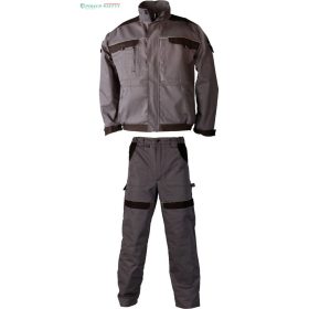   TOP022 munkakabát + TOP023 derekas nadrág szett, 100% pamut, szürke/fekete
