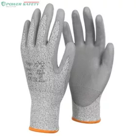   TOP GREY PU mártott kevertszálas vágásbiztos védőkesztyű, gumírozott mandzsetta