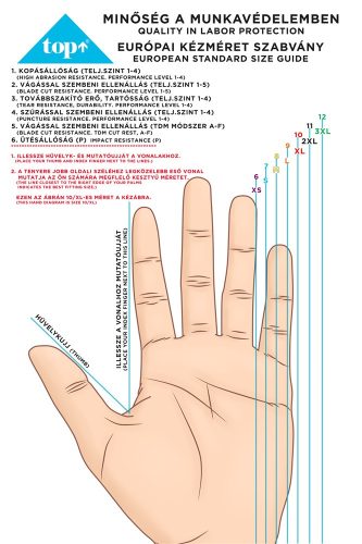Kesztyű mérettáblázat TOP
