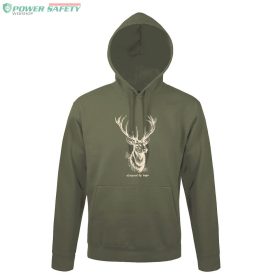   TOP kapucnis pulóver szarvasfej mintával, kenguruzseb, 50% pamut 50% poliészter