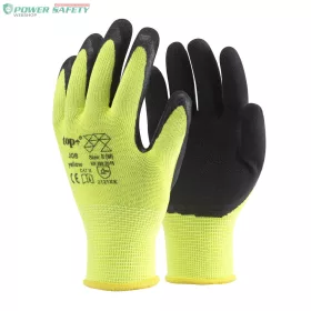   TOP JOB latex habba mártott védőkesztyű, érdesített tenyér, lélegző, rugalmas