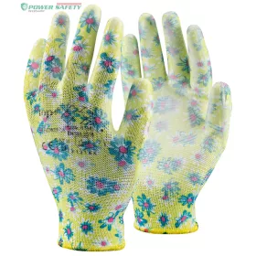   TOP PU FLOWER PU mártott védőkesztyű, gumírozott mandzsetta, virág mintás