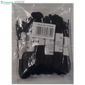 TOP cipőfűző, hengeres, strapabíró, fekete, 100% nylon