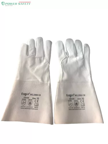 TOP WELDING CW hegesztőkesztyű, 15 cm bivalybőr mandzsetta, szürke