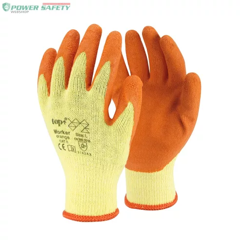 TOP Worker (LX600) latex mártott védőkesztyű, kevertszálas alapú, csúszásbiztos