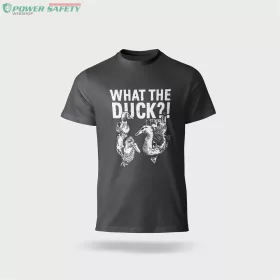   Póló kereknyakú What The Duck felirattal, 100% pamut 190g/m2, szürke