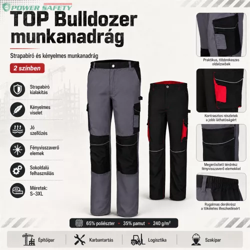 Munkanadrág Top Bulldozer 65% poliészter, 35% pamut