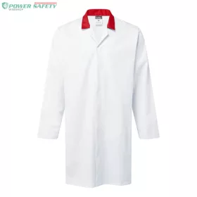 Food Industry Coat, No Pocket - Fehér/piros