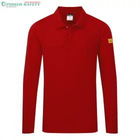 Antisztatikus hoszzú ujjú ESD póló L/S - Mélypiros