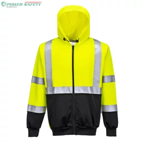Hi-Vis kéttónusú kapucnis pulóver - Sárga/Fekete