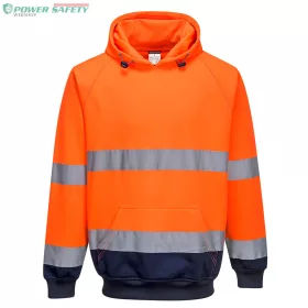 Kéttónusú kapucnis pulóver - Narancs/Navy
