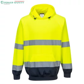 Kéttónusú kapucnis pulóver - Sárga/Navy