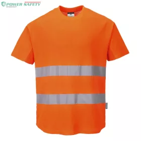   Hi-Vis pamut póló pamut hálós betétes póló S/S - Narancs