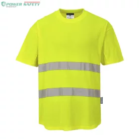   Hi-Vis pamut póló pamut hálós betétes póló S/S - Sárga