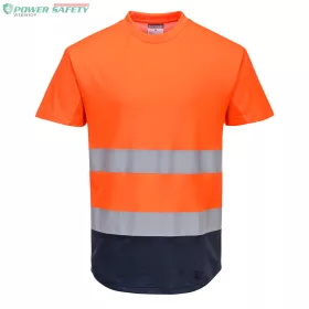 Kéttónusú Mesh póló - Narancs/Navy