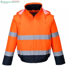   Hi-Vis 2 az 1-ben kontrasztos Essential Lite bomber kabát - Narancs/Navy
