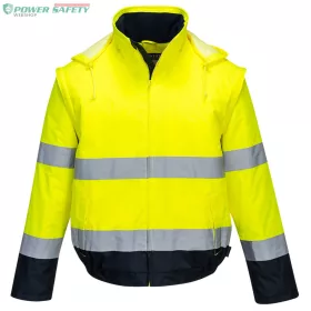   Hi-Vis 2 az 1-ben kontrasztos Essential Lite bomber kabát - Sárga/Navy