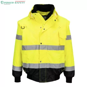 Hi-Vis 3 az 1-ben kontrasztos bomber dzseki - Sárga/Fekete