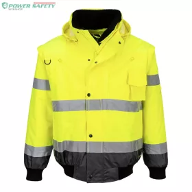 Hi-Vis 3 az 1-ben kontrasztos bomber dzseki - Sárga/Szürke