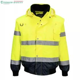 Hi-Vis 3 az 1-ben kontrasztos bomber dzseki - Sárga/Navy