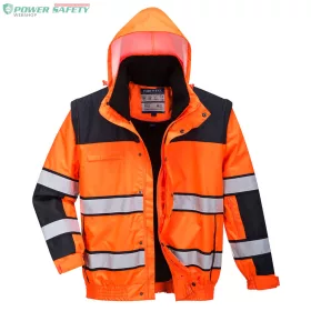Hi-Vis Classic Bomber dzseki - Narancs/Fekete