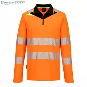 DX4 Hi-Vis cipzáras póló L/S - Narancs/Fekete