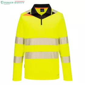 DX4 Hi-Vis cipzáras póló L/S - Sárga/Fekete
