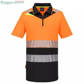 DX4 Hi-Vis cipzáros Class 1 póló S/S - Narancs/Fekete