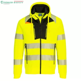 DX4 Hi-Vis cipzáras kapucnis pulóver - Sárga/Fekete