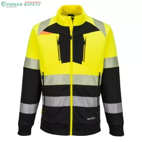   DX4 Hi-Vis 1. osztályú tölcsér nyakú cipzáras pulóver - Sárga/Fekete
