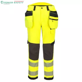   EV4 Hi-Vis Class 1 levehető lengőzsebes nadrág - Sárga/Fekete (Hosszított)