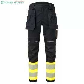   PW3 FR Hi Vis Class 1 lengőzsebes lángálló nadrág - Sárga/Fekete