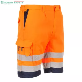 Hi-Vis könnyű poli-pamut rövidnadrág - Narancs/Navy