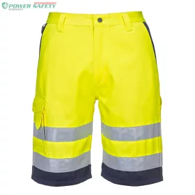 Hi-Vis könnyű poli-pamut rövidnadrág - Sárga/Navy