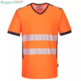 PW3 Hi-Vis V-nyakú póló - Narancs/Fekete