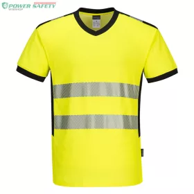 PW3 Hi-Vis V-nyakú póló - Sárga/Fekete