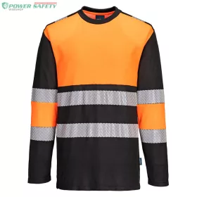 PW3 Hi-Vis Class 1 hosszú ujjú póló L/S - Narancs/Fekete
