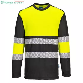 PW3 Hi-Vis Class 1 hosszú ujjú póló L/S - Sárga/Fekete