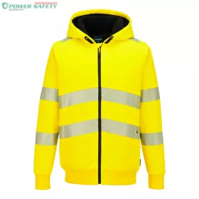 PW321 Hi-Vis cipzáras téli kapucnis pulcsi - Sárga