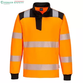   PW3 Hi-Vis 1/4 Zippzáras hosszú ujjú póló - Narancs/Fekete