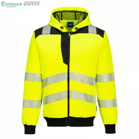 PW3 Hi-Vis zippzáras kapucnis pulóver - Sárga/Fekete