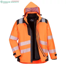 PW3 Hi-Vis 3-in-1 kabát - Narancs/Fekete