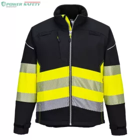 PW3 Hi-Vis Class 1 Softshell kabát (3L) - Fekete/Sárga