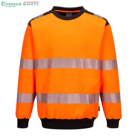 PW3 HI-VIS KÖRNYAKÚ PULÓVER - Narancs/Fekete