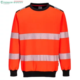 PW3 HI-VIS KÖRNYAKÚ PULÓVER - Piros/Fekete