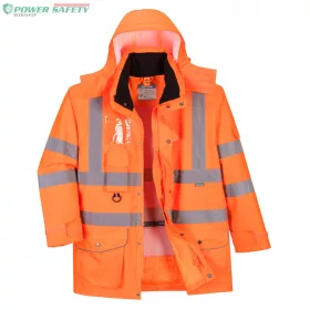   Hi-Vis légáteresztő az 7-in-1 közlekedési kabát - Narancs