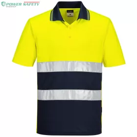 Hi-Vis Kéttónusú könnyű póló S/S - Sárga/Navy